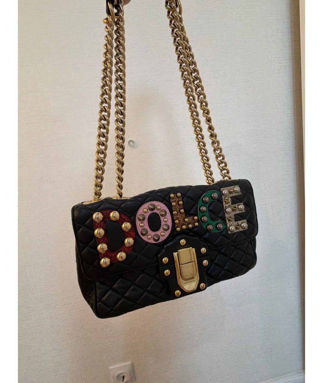 DOLCE&GABBANA Черная кожаная сумка через плечо, фото 3