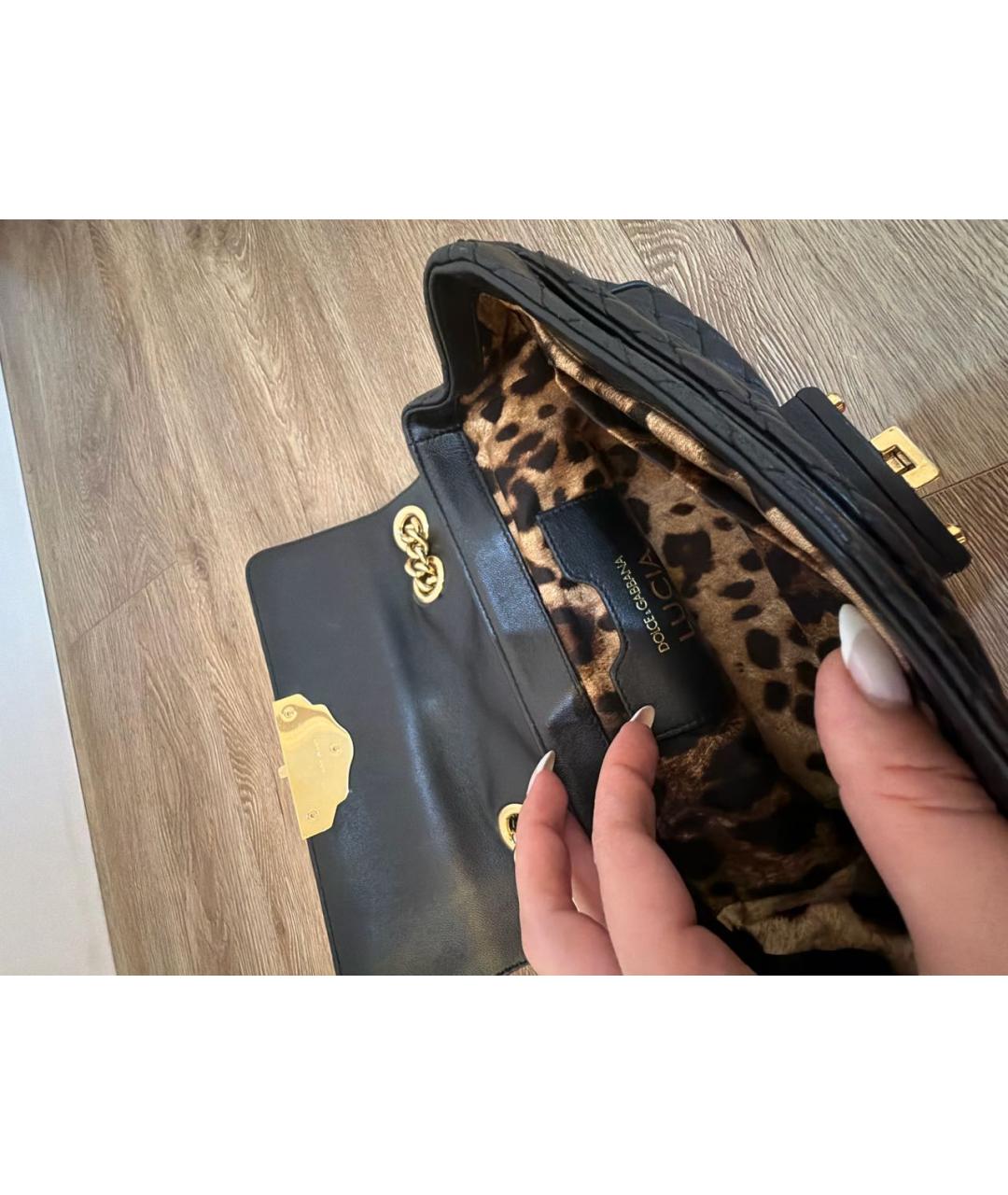 DOLCE&GABBANA Черная кожаная сумка через плечо, фото 4