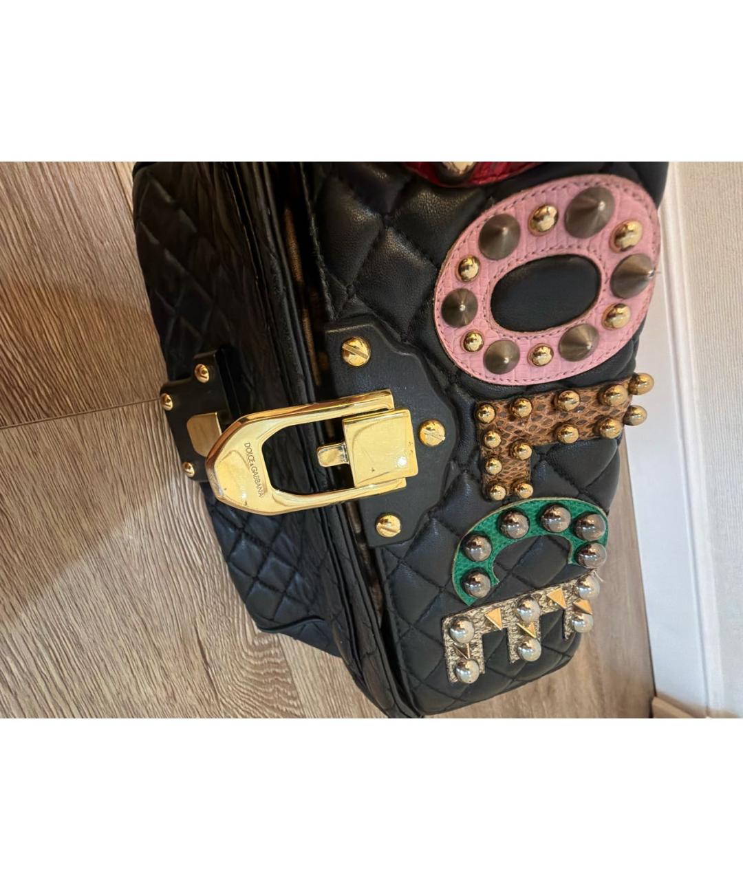 DOLCE&GABBANA Черная кожаная сумка через плечо, фото 6