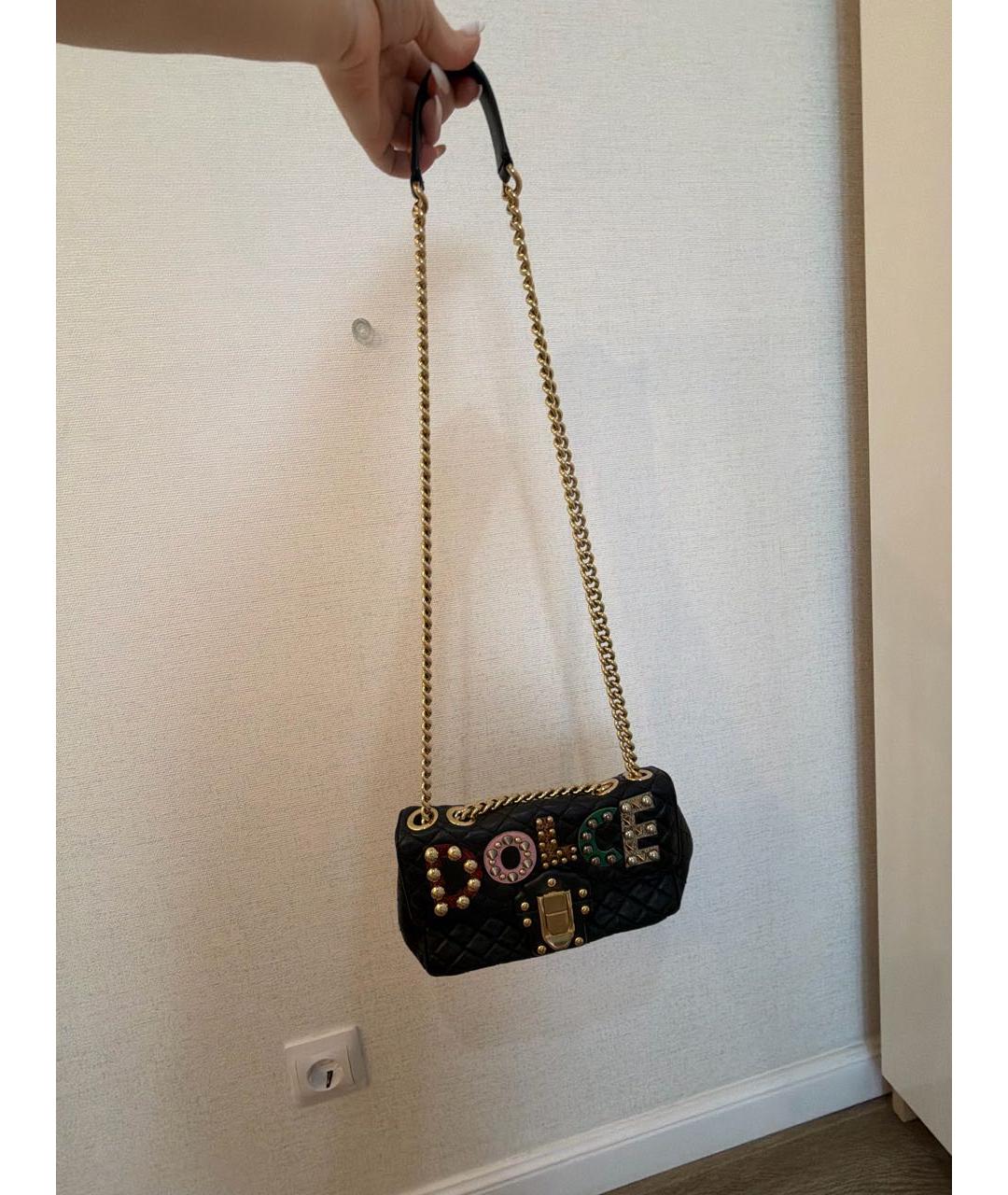 DOLCE&GABBANA Черная кожаная сумка через плечо, фото 8