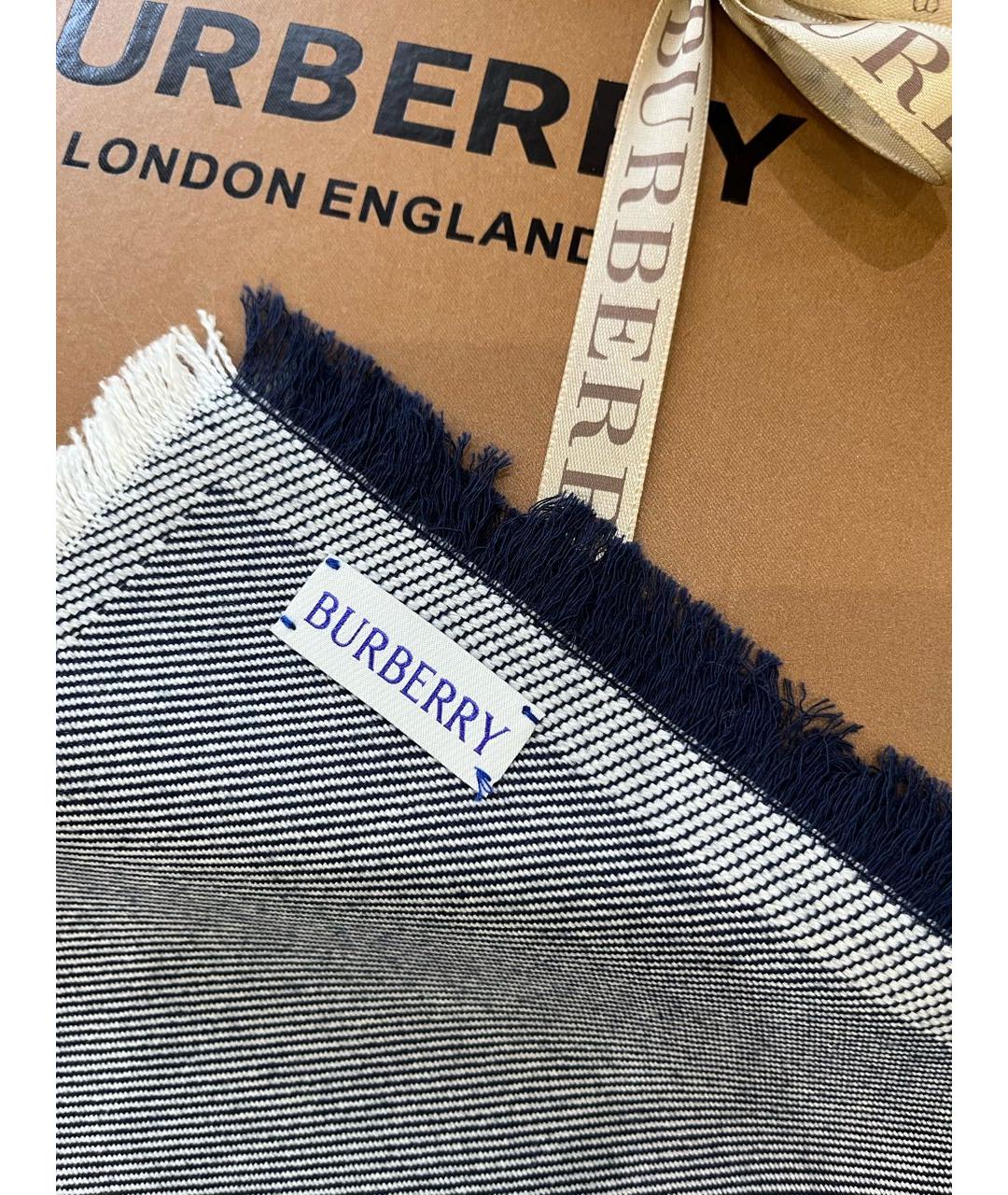 BURBERRY Серый шерстяной шарф, фото 8