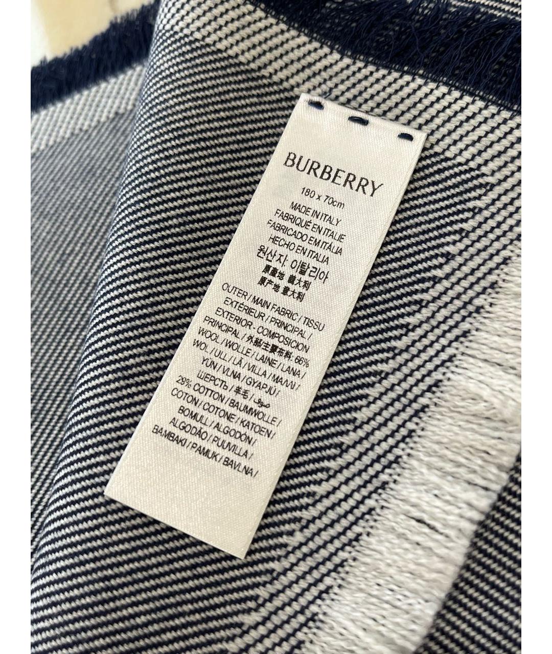 BURBERRY Серый шерстяной шарф, фото 7