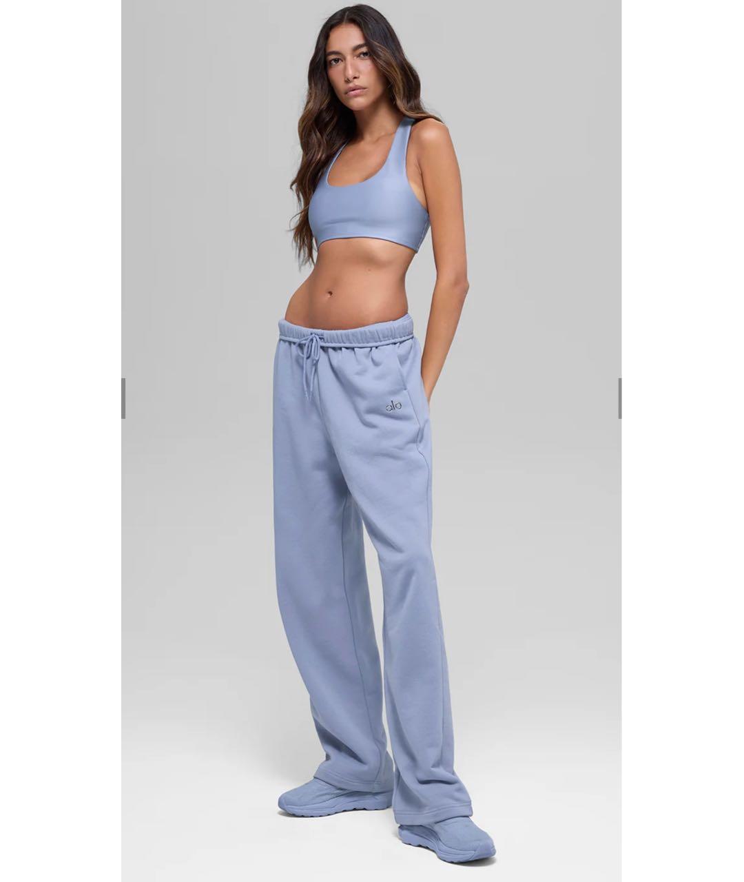 ALO YOGA Голубые хлопковые спортивные брюки и шорты, фото 2