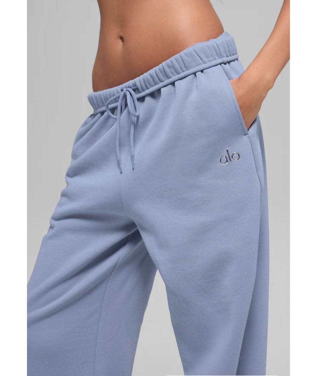 ALO YOGA Голубые хлопковые спортивные брюки и шорты, фото 3