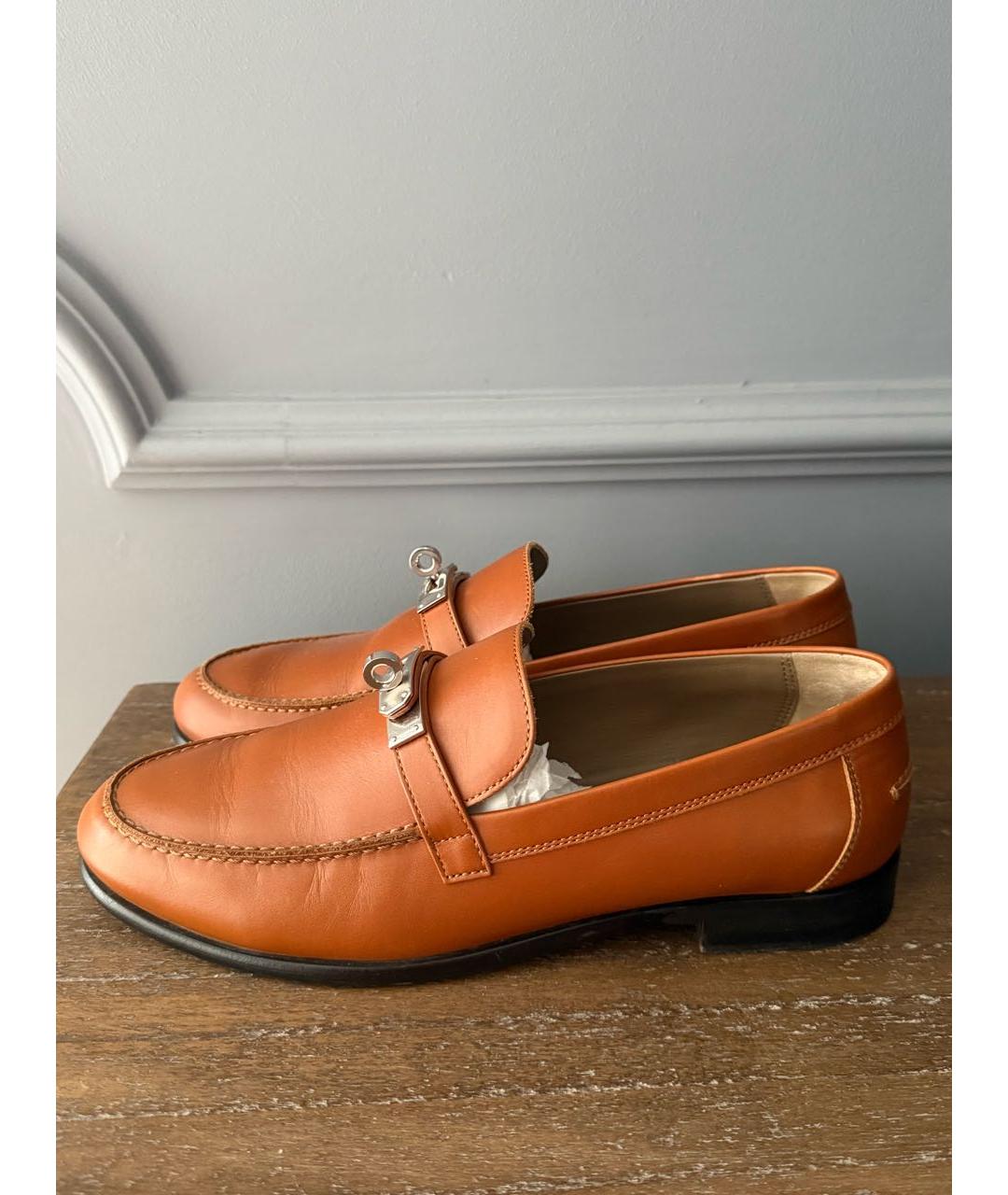 HERMES Коричневые кожаные лоферы, фото 5
