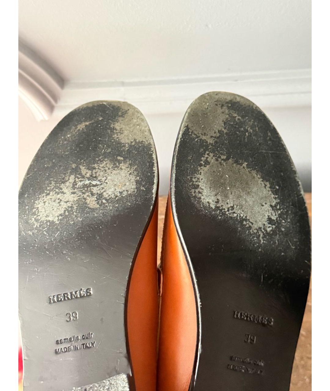HERMES Коричневые кожаные лоферы, фото 7
