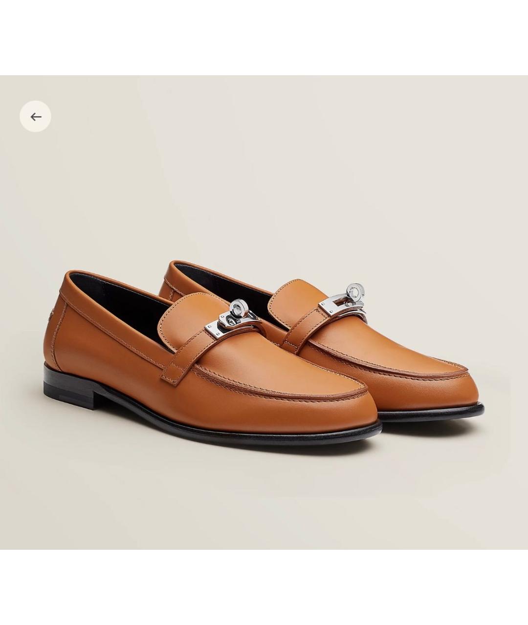 HERMES Коричневые кожаные лоферы, фото 2