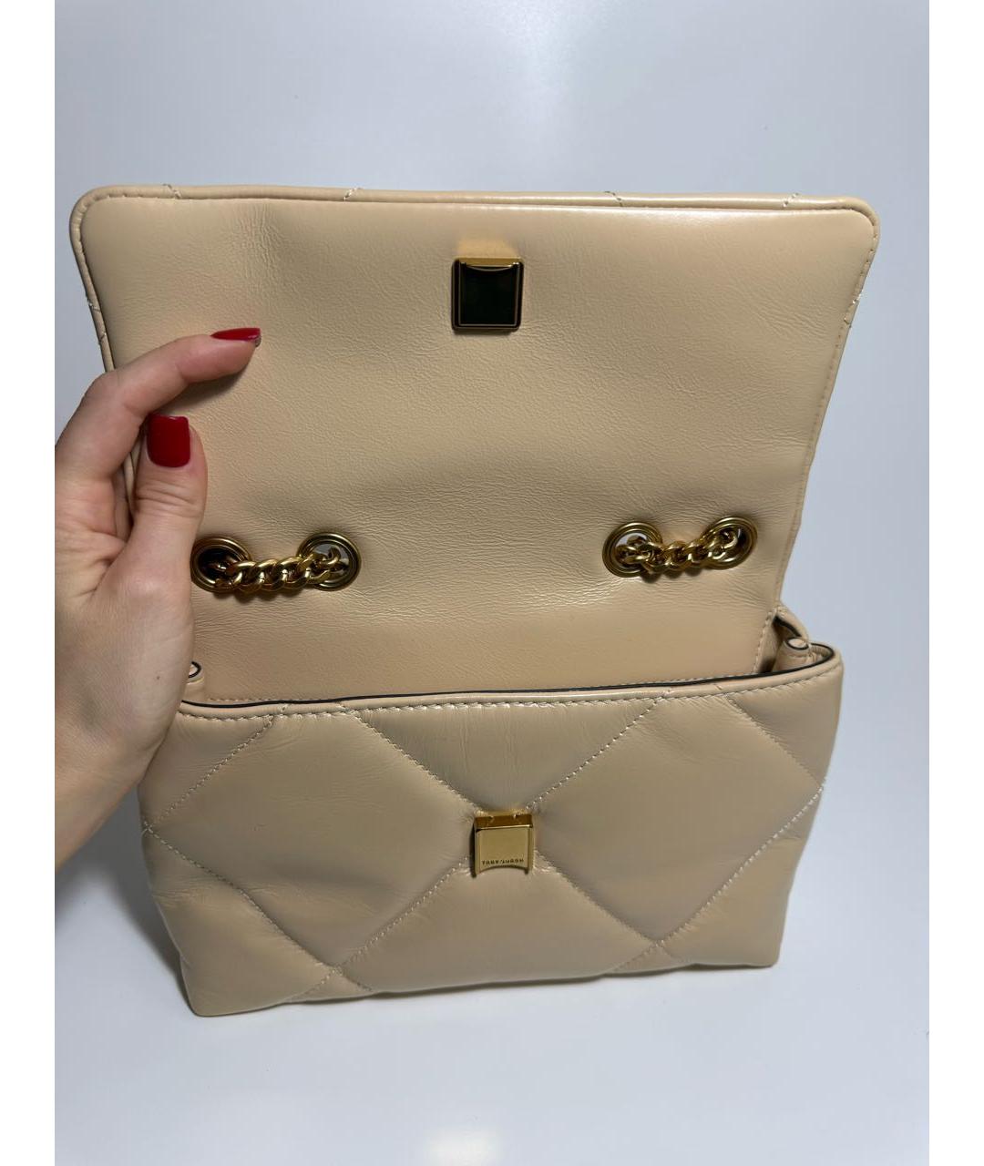 TORY BURCH Бежевая кожаная сумка через плечо, фото 4