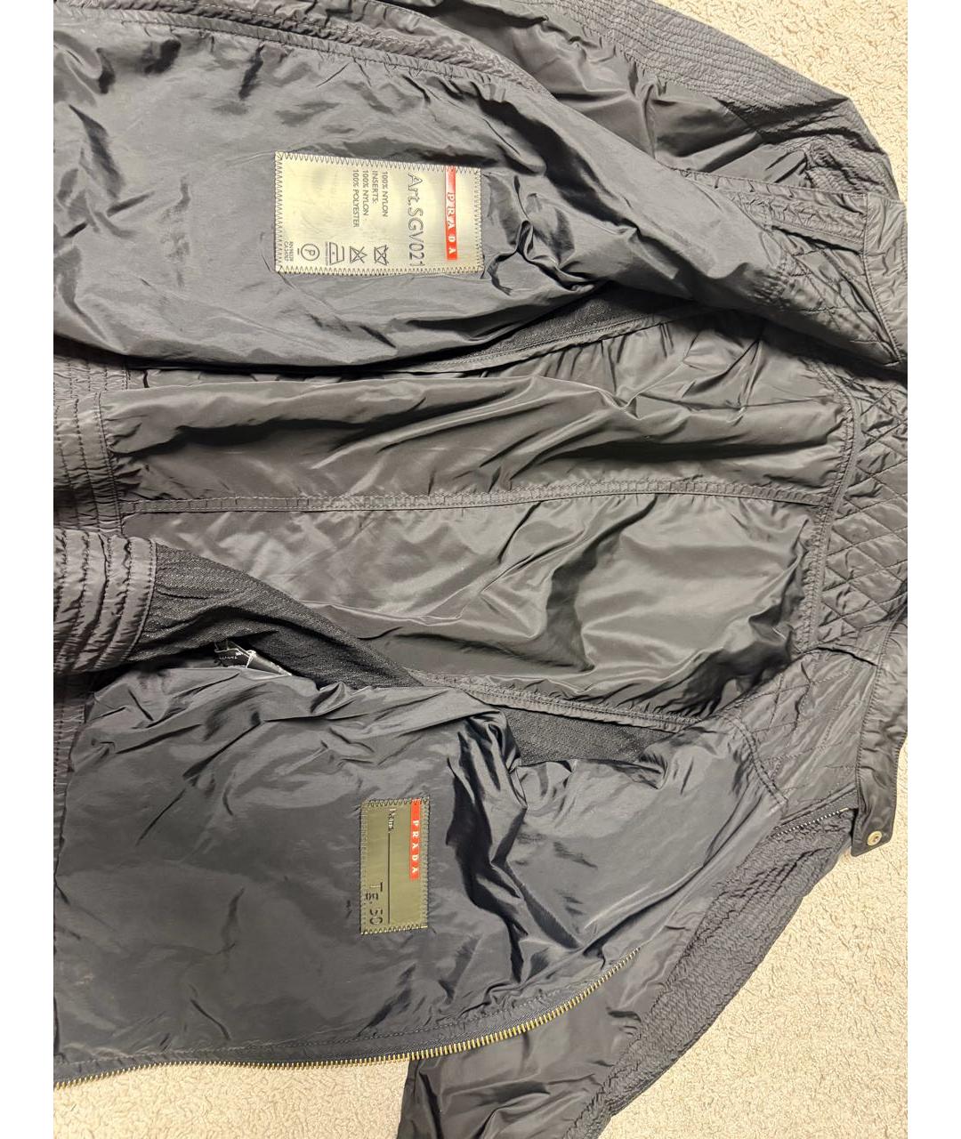 PRADA Темно-синий полиэстеровый пуховик, фото 3