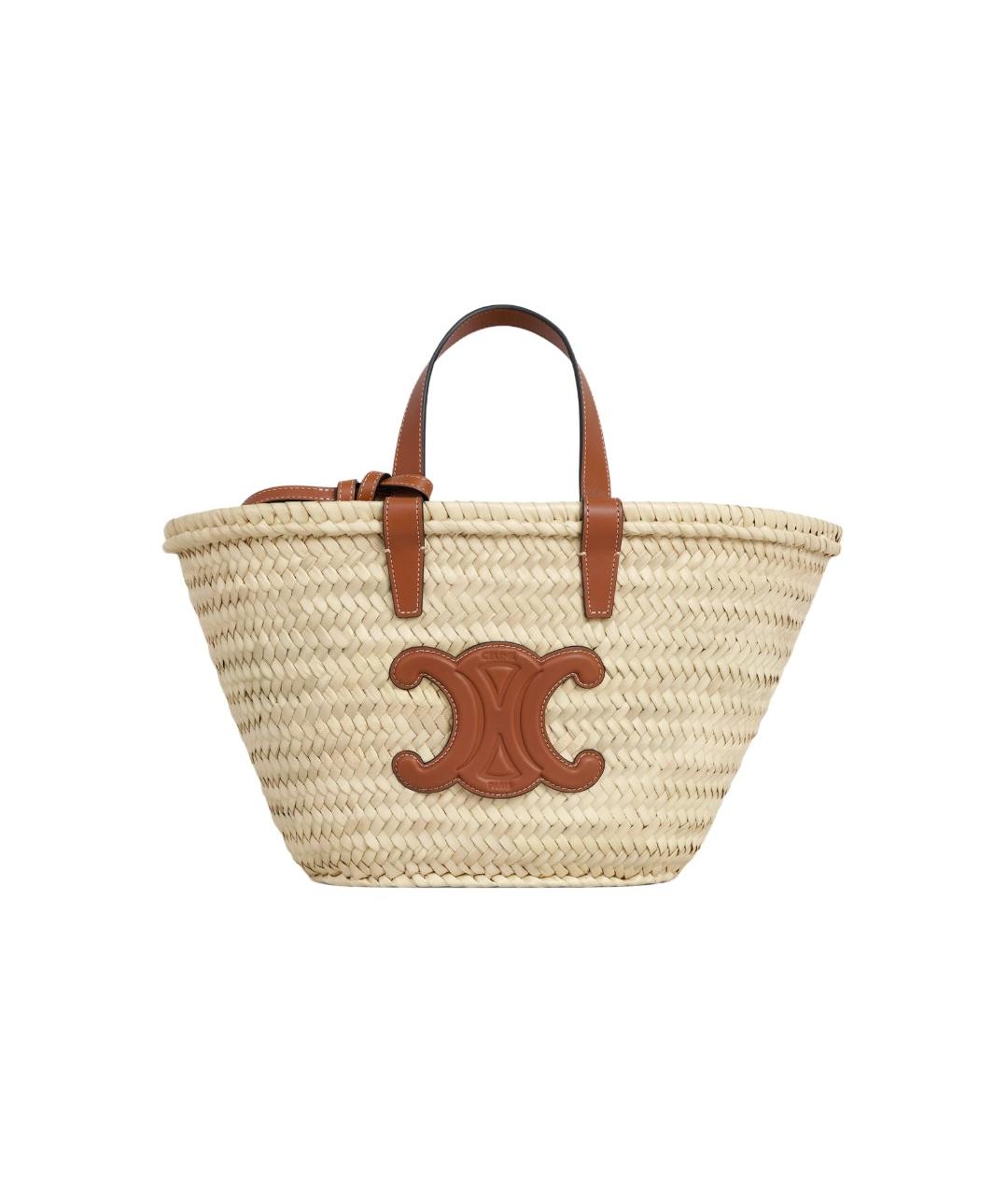 CELINE Бежевая пелетеная пляжная сумка, фото 1