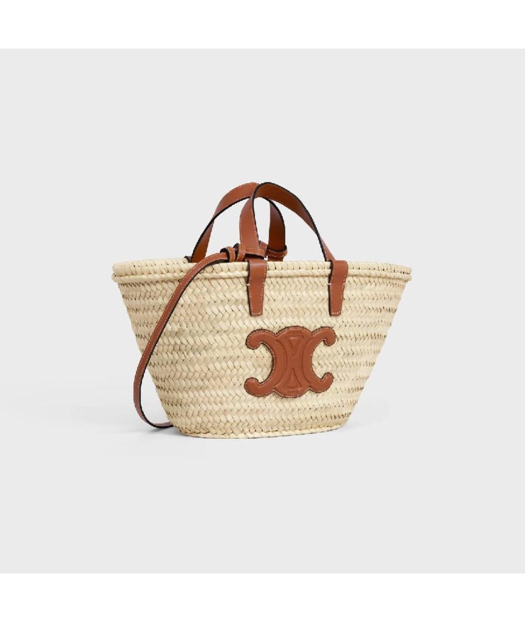 CELINE Бежевая пелетеная пляжная сумка, фото 3