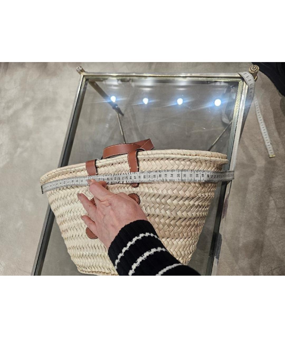 CELINE Бежевая пелетеная пляжная сумка, фото 7