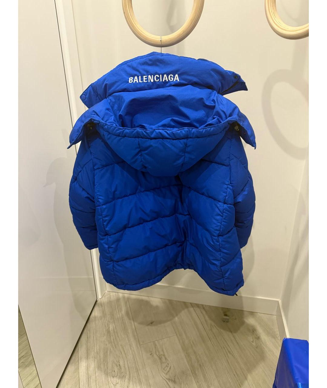 BALENCIAGA Синий полиуретановый пуховик, фото 2