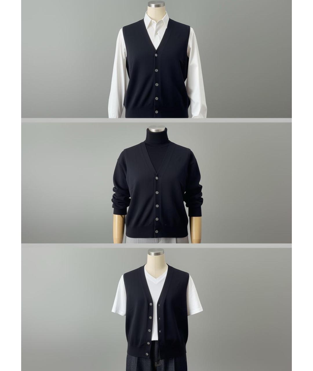 FERU Черная кашемировая жилетка, фото 4