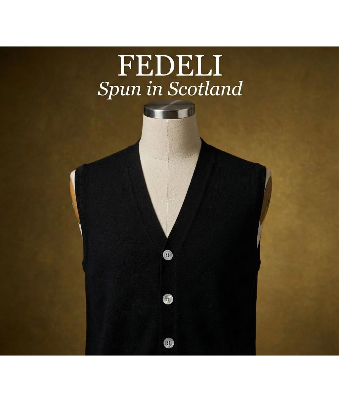 FERU Черная кашемировая жилетка, фото 2