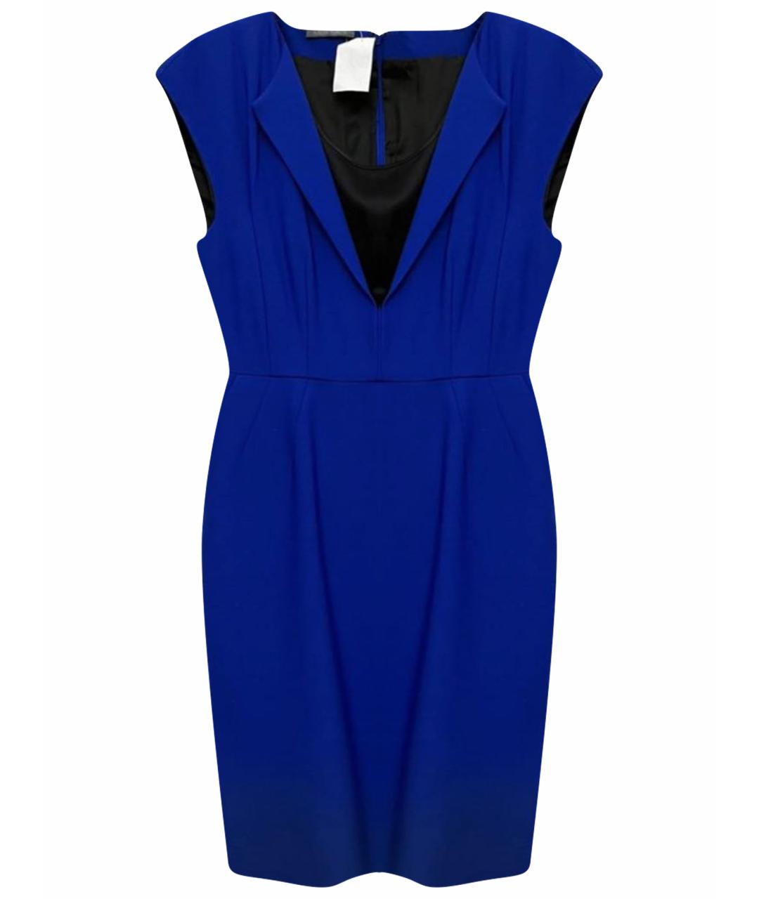 ALBERTA FERRETTI Синее шерстяное коктейльное платье, фото 1