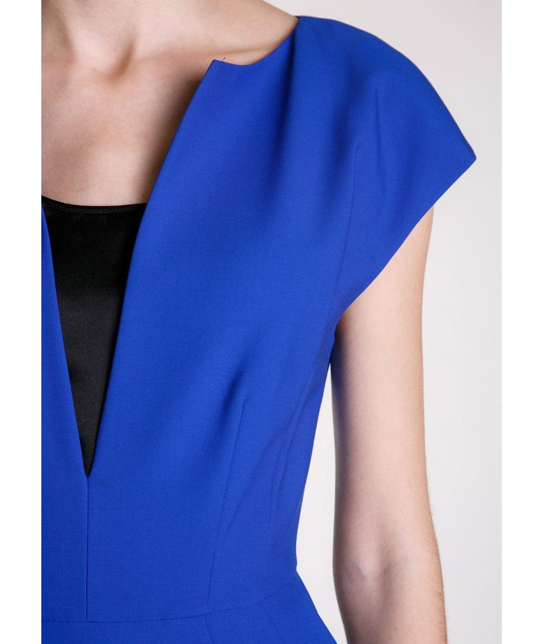 ALBERTA FERRETTI Синее шерстяное коктейльное платье, фото 4