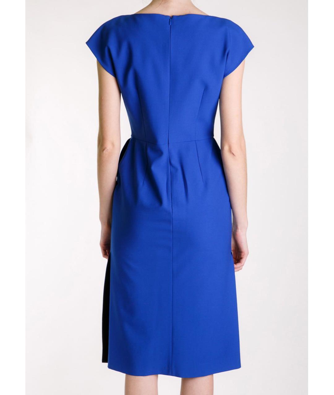 ALBERTA FERRETTI Синее шерстяное коктейльное платье, фото 3
