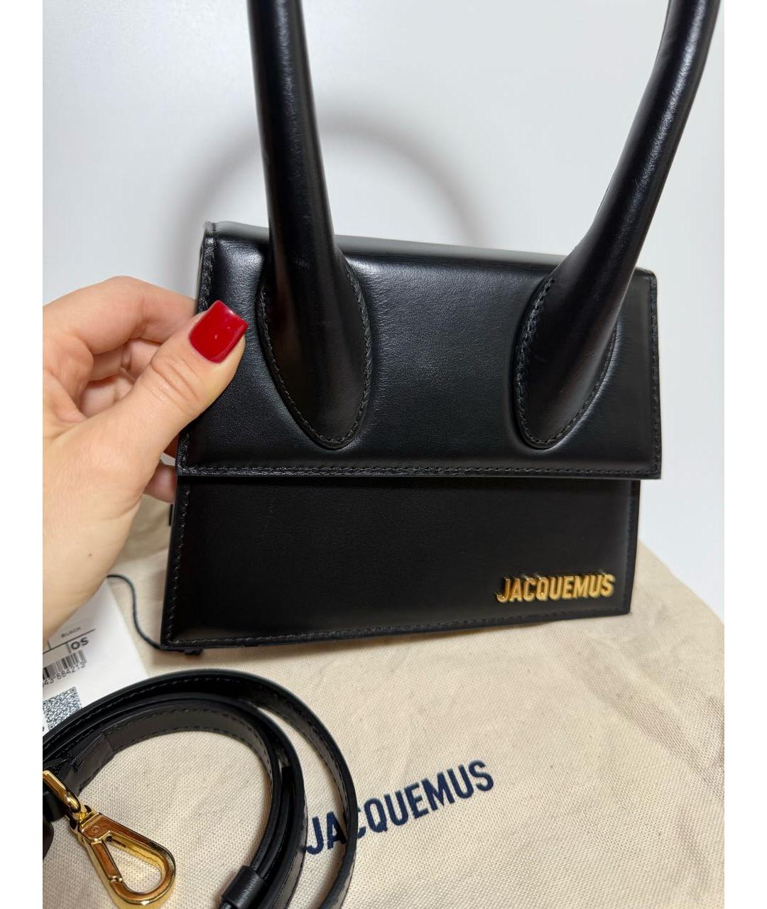 JACQUEMUS Черная кожаная сумка через плечо, фото 8