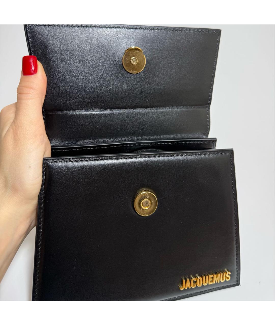 JACQUEMUS Черная кожаная сумка через плечо, фото 5