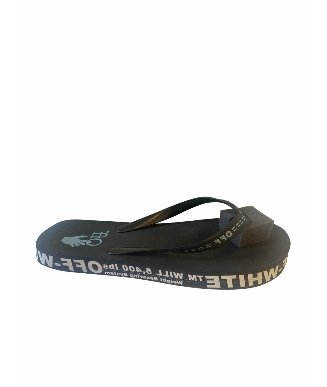 OFF-WHITE Черные синтетические шлепанцы, фото 1