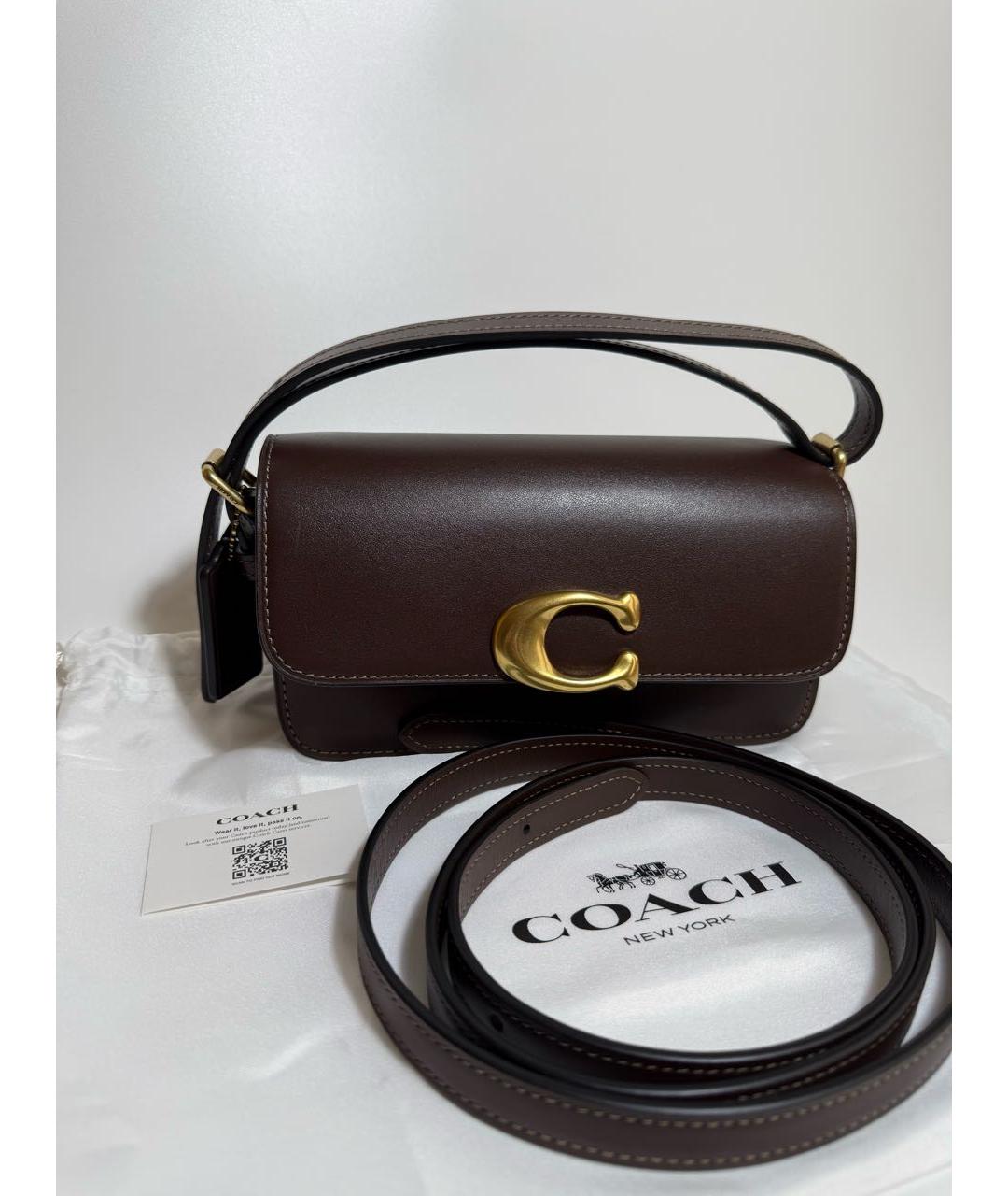 COACH Коричневая кожаная сумка через плечо, фото 7