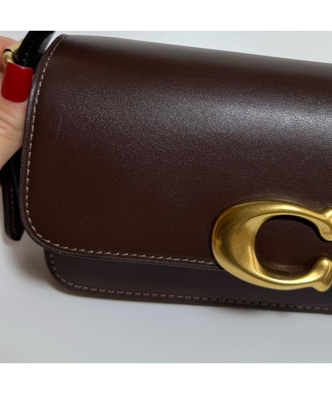 COACH Коричневая кожаная сумка через плечо, фото 6