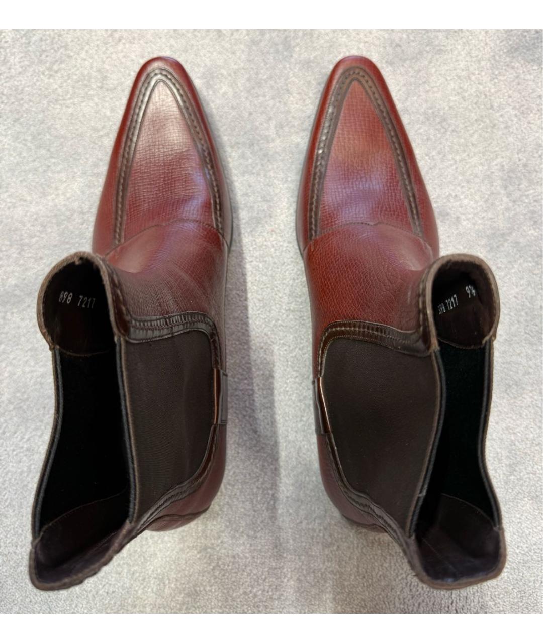 DOLCE&GABBANA Бордовые кожаные высокие ботинки, фото 3