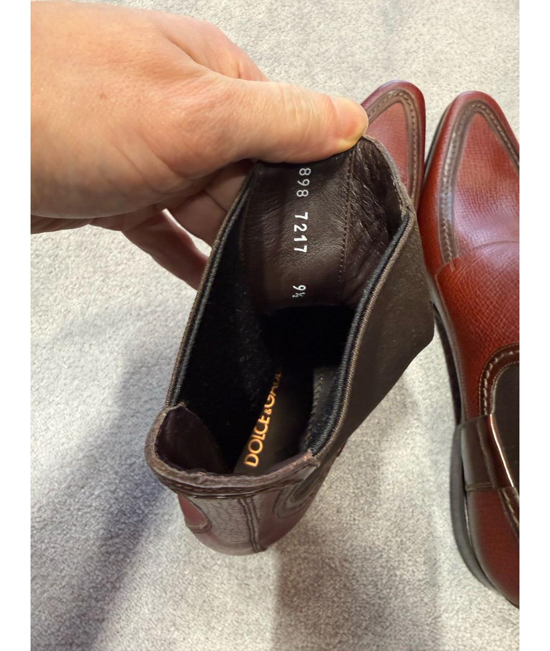 DOLCE&GABBANA Бордовые кожаные высокие ботинки, фото 5