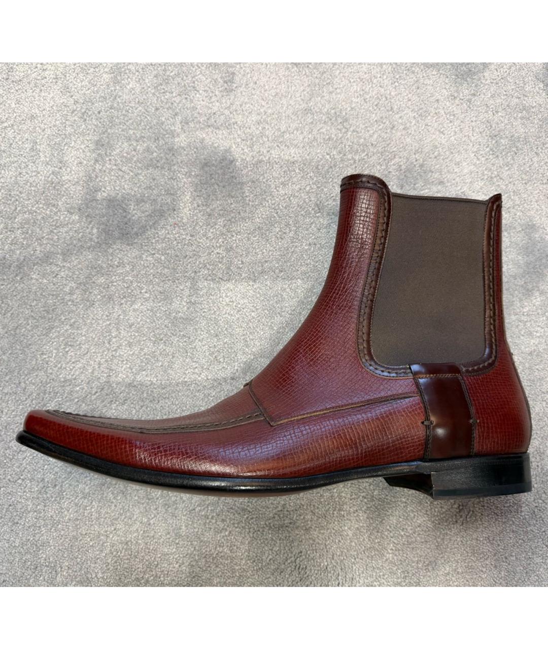 DOLCE&GABBANA Бордовые кожаные высокие ботинки, фото 9