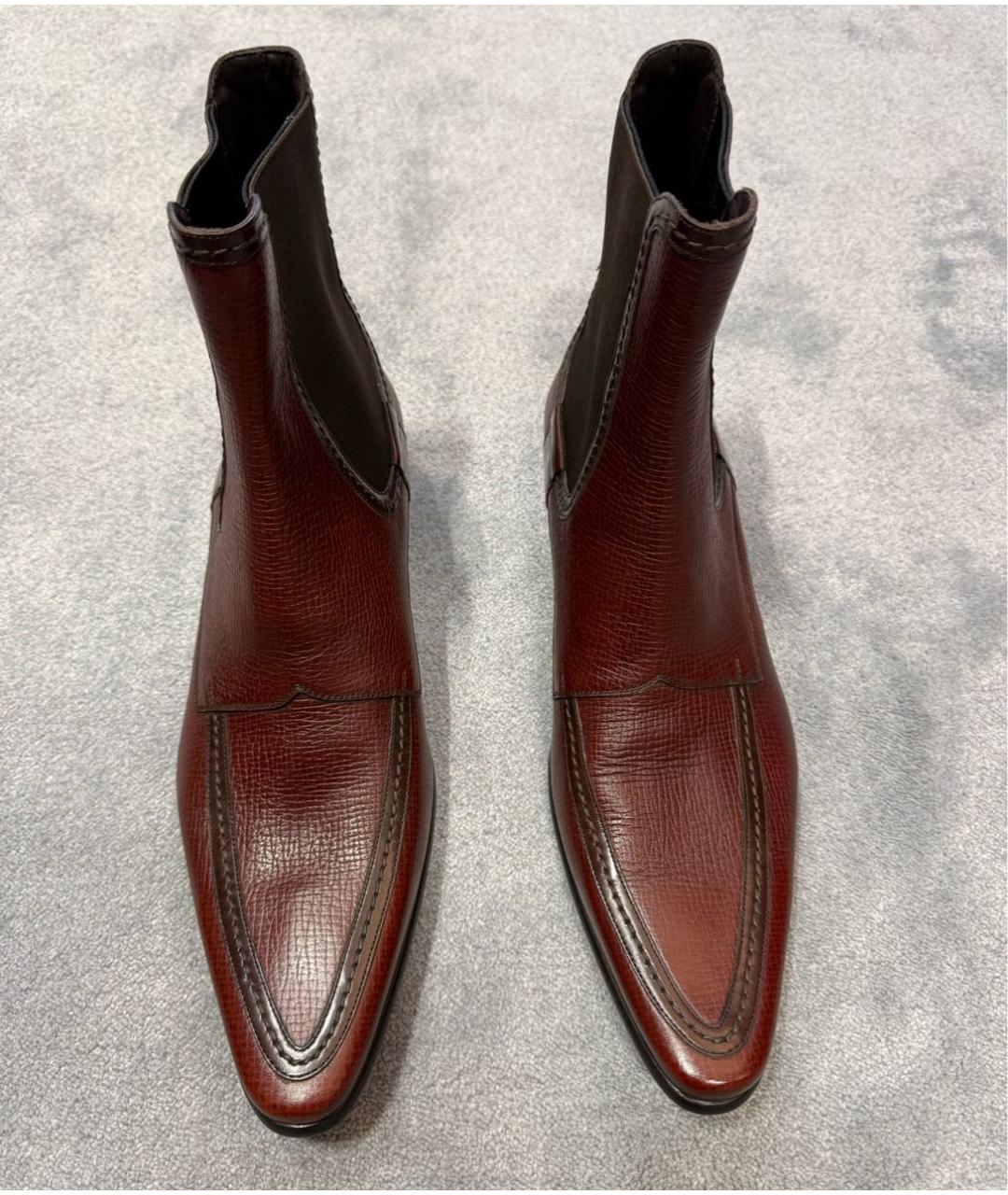 DOLCE&GABBANA Бордовые кожаные высокие ботинки, фото 2