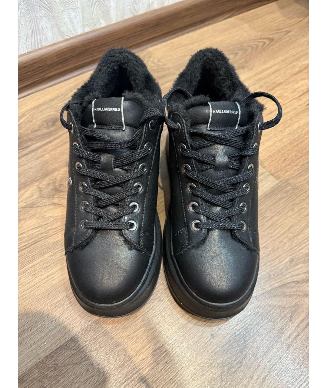 KARL LAGERFELD Черные кожаные кроссовки, фото 2
