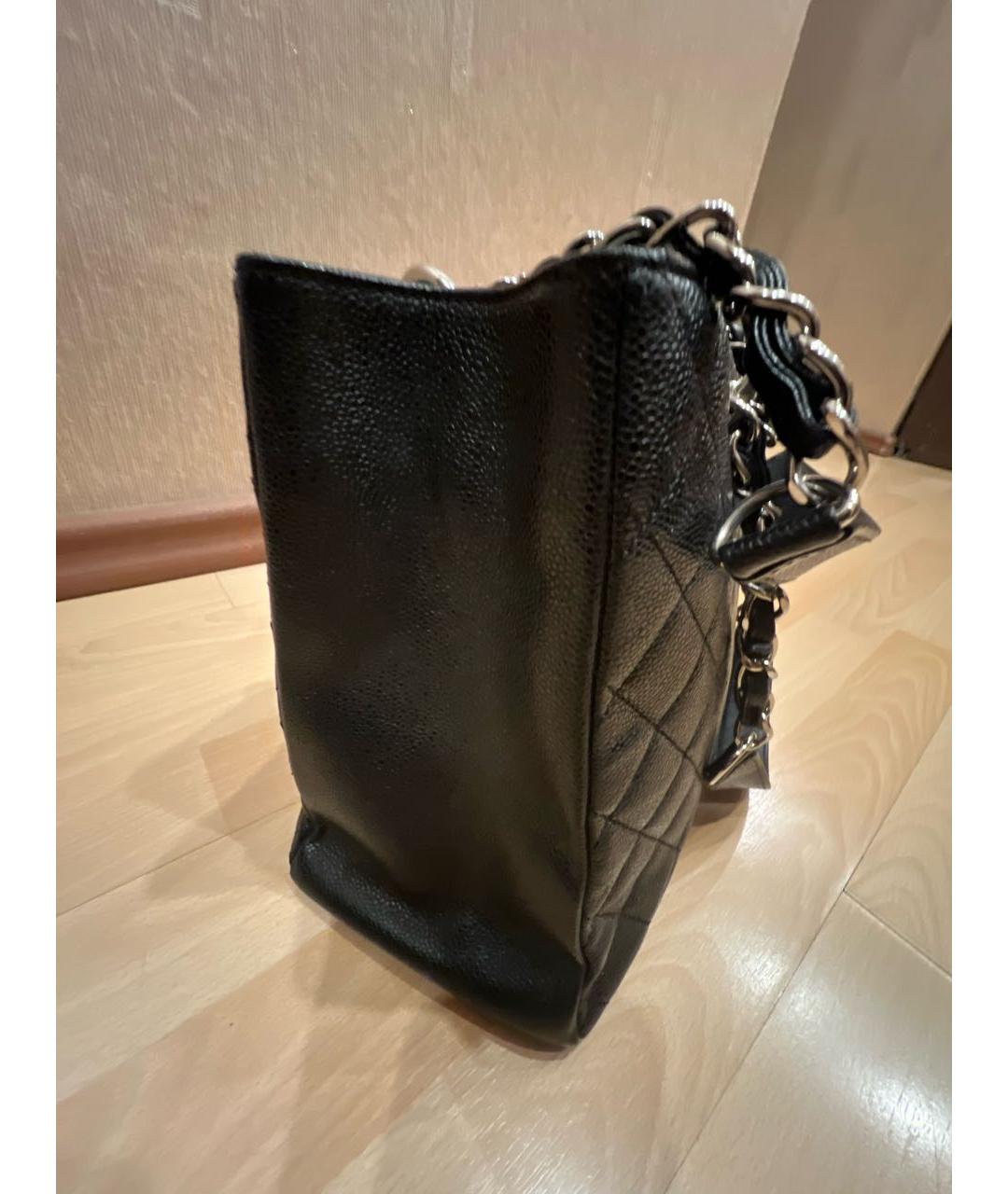 CHANEL Черная кожаная сумка тоут, фото 2