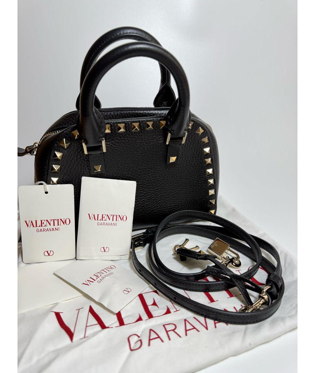 VALENTINO Черная кожаная сумка через плечо, фото 5