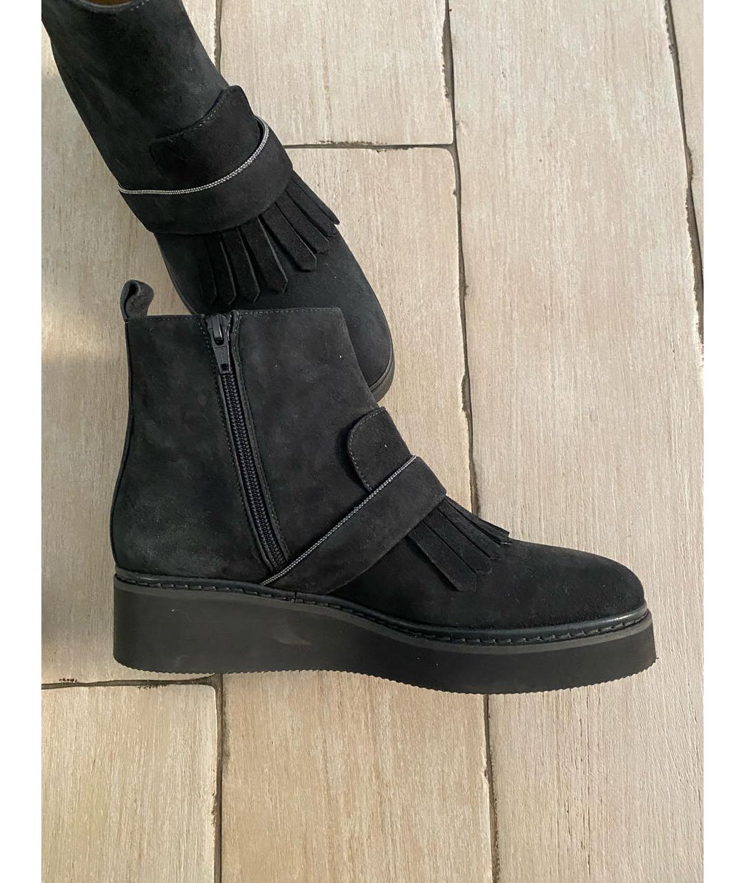 FABIANA FILIPPI Антрацитовые замшевые полусапоги, фото 6