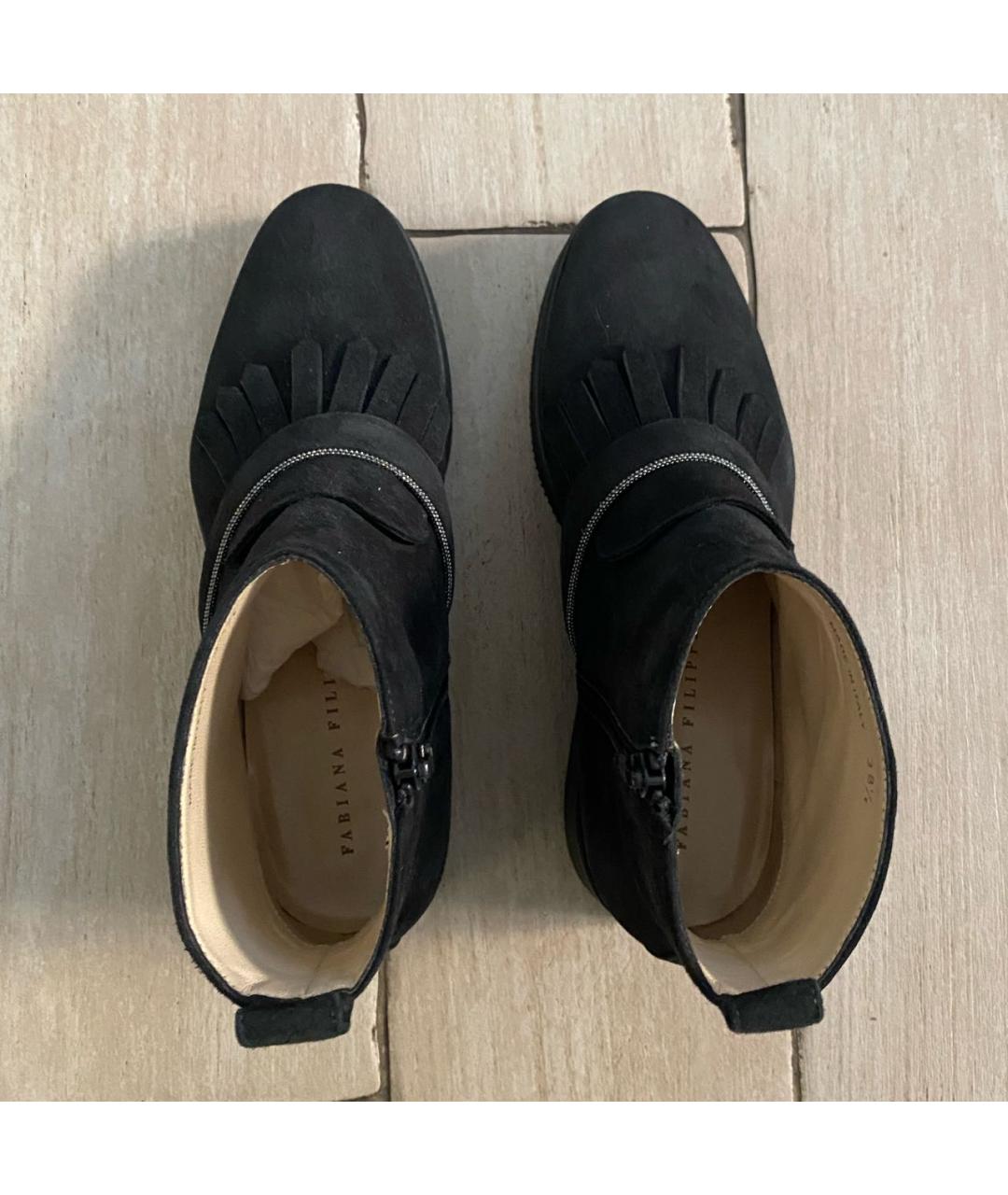 FABIANA FILIPPI Антрацитовые замшевые полусапоги, фото 7