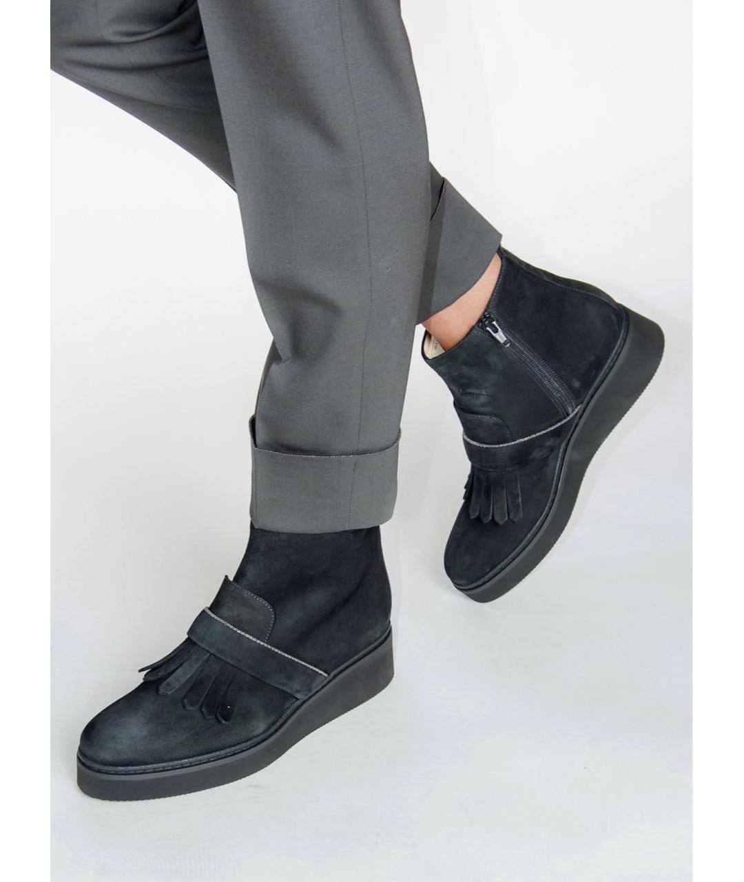 FABIANA FILIPPI Антрацитовые замшевые полусапоги, фото 8