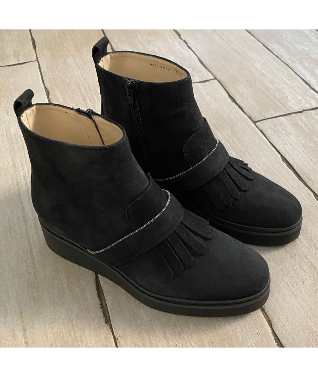 FABIANA FILIPPI Антрацитовые замшевые полусапоги, фото 3