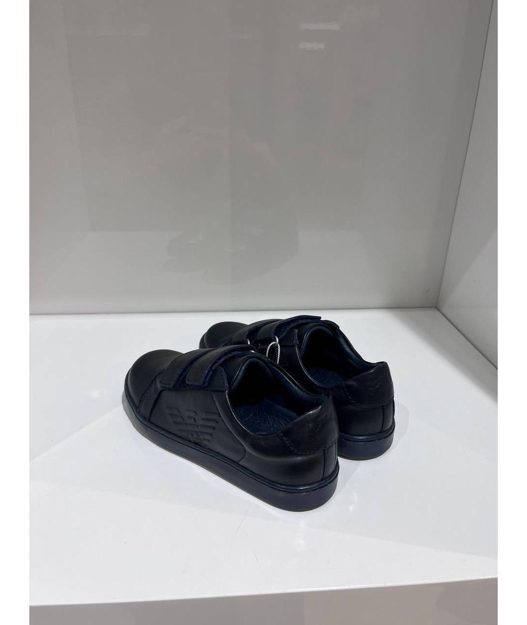 ARMANI JUNIOR Синие кожаные кеды, фото 3