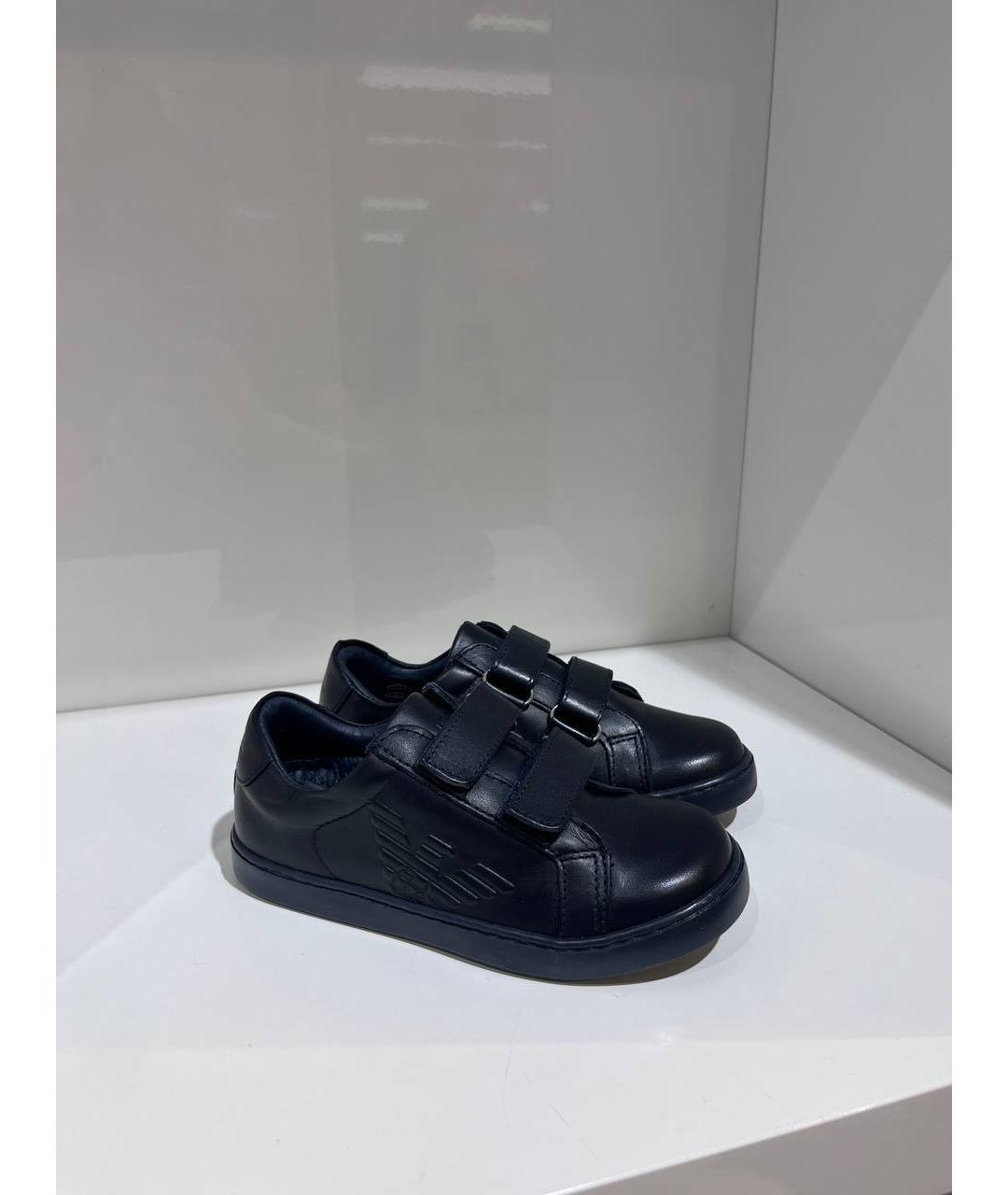 ARMANI JUNIOR Синие кожаные кеды, фото 4
