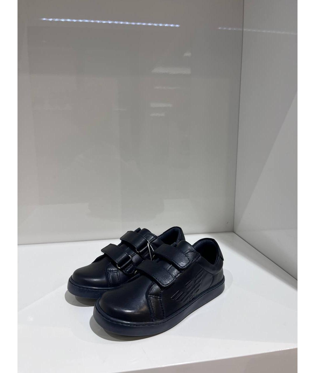 ARMANI JUNIOR Синие кожаные кеды, фото 2