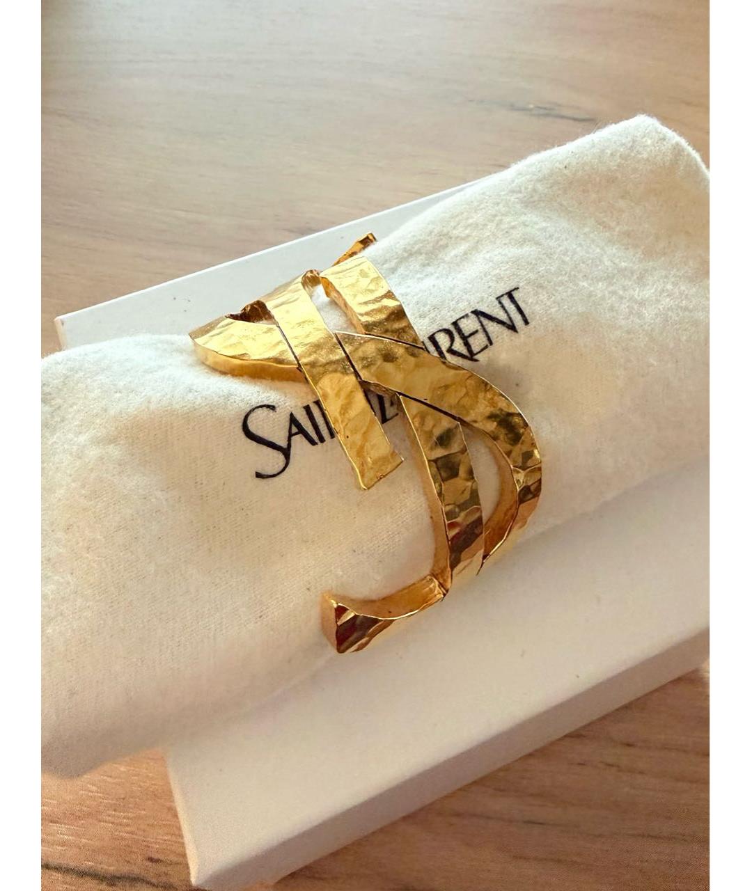 SAINT LAURENT Золотой металлический браслет, фото 2