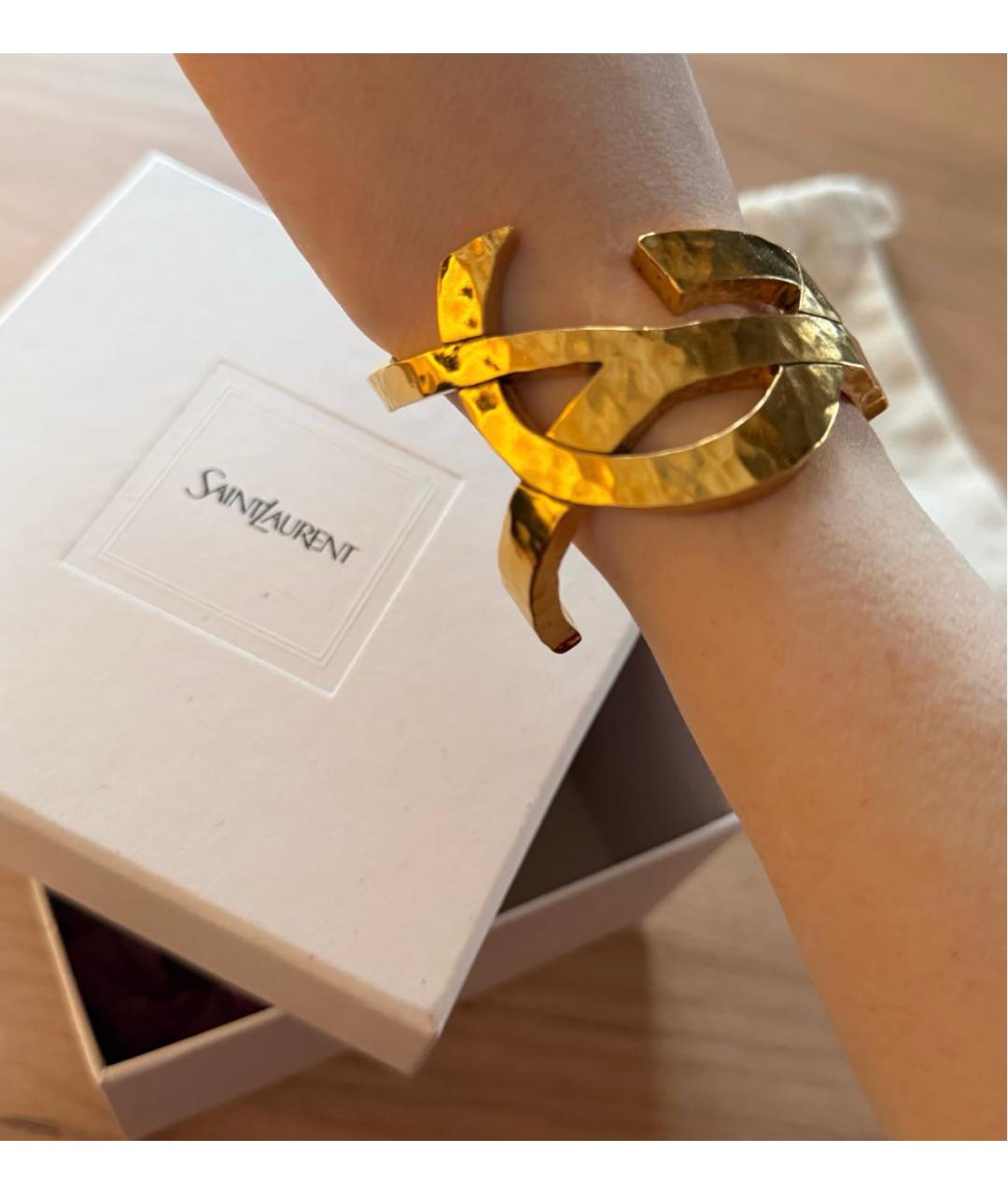SAINT LAURENT Золотой металлический браслет, фото 3
