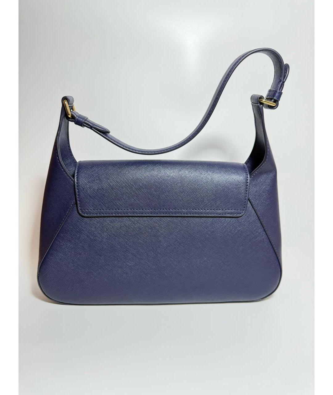RALPH LAUREN Темно-синяя кожаная сумка через плечо, фото 3