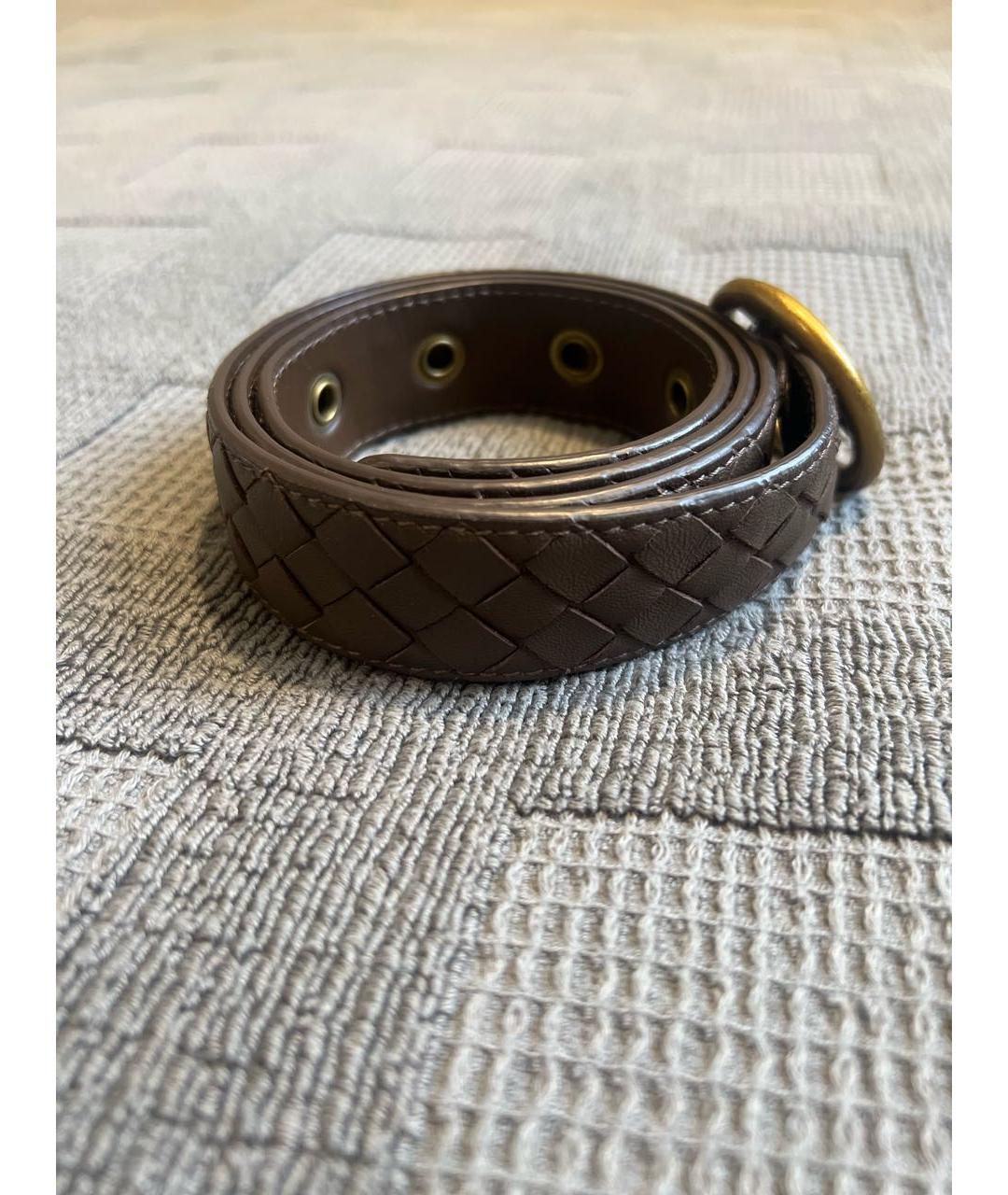 BOTTEGA VENETA Коричневый кожаный ремень, фото 6