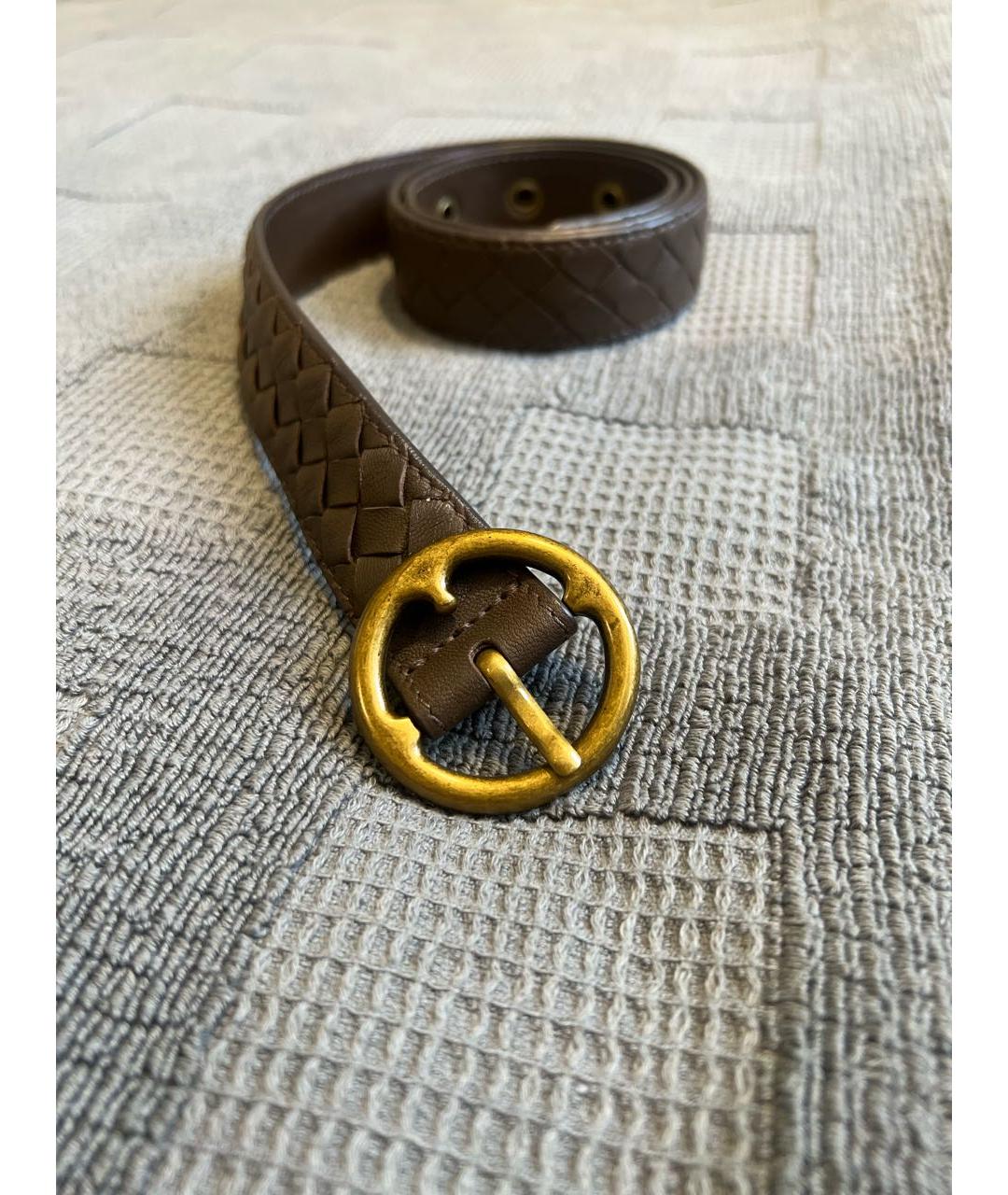 BOTTEGA VENETA Коричневый кожаный ремень, фото 2