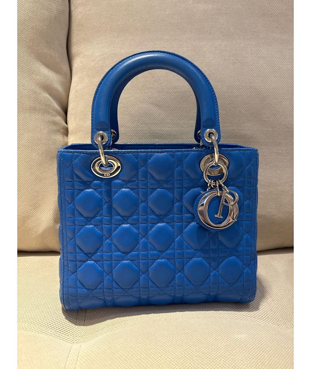 CHRISTIAN DIOR Синяя кожаная сумка с короткими ручками, фото 8