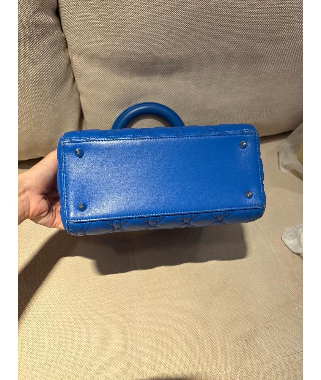 CHRISTIAN DIOR Синяя кожаная сумка с короткими ручками, фото 5