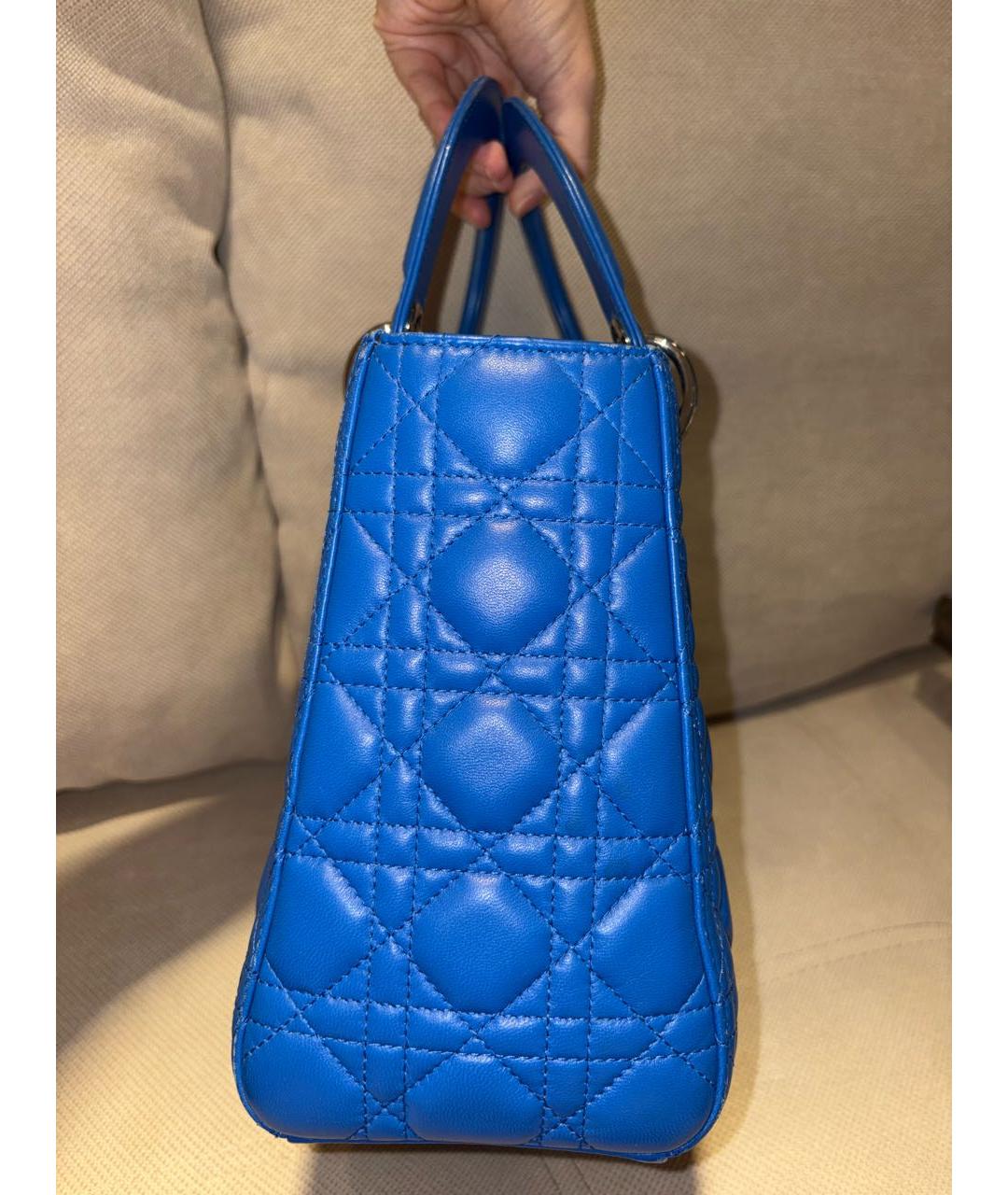 CHRISTIAN DIOR Синяя кожаная сумка с короткими ручками, фото 7