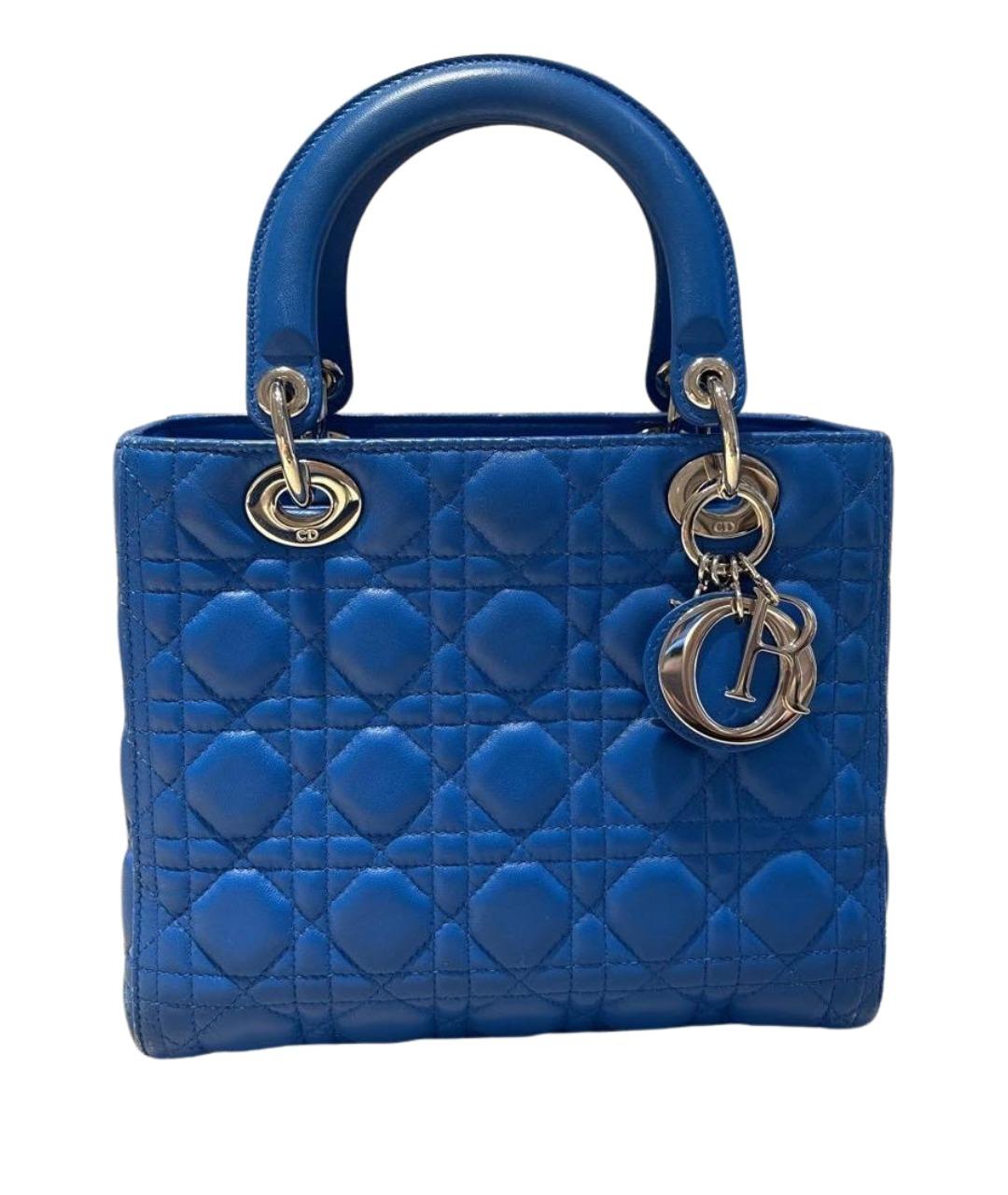 CHRISTIAN DIOR Синяя кожаная сумка с короткими ручками, фото 1
